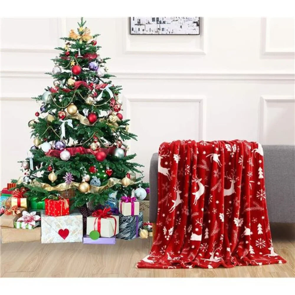 Elegant Comfort Luxury Velvet Super Soft Christmas Prints Fleece